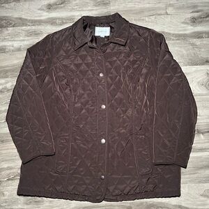 Avenue Quilted Brown Jacket Plus Size